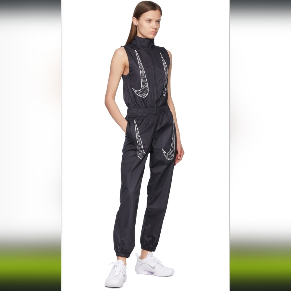 NWT Nike Air Max Black Nylon Zip Front Sleeveless Jumpsuit S